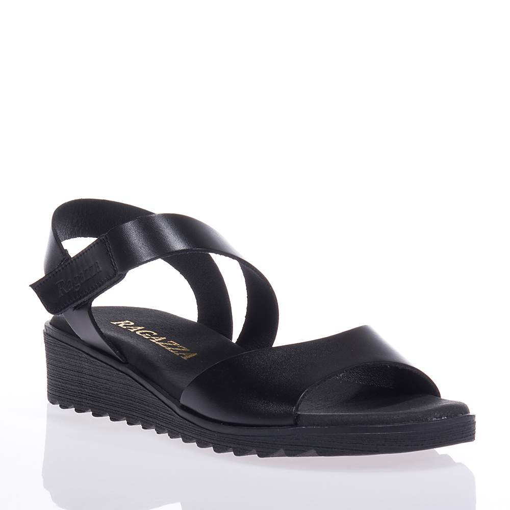 RAGAZZA 0600 BLACK LEATHER SANDALS WITH VELCRO | Topshoes.gr
